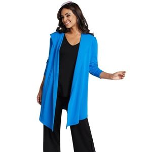 Women's Hooded Cardigan Blue Bamboo Size M Compli-K Long Sleeve Cozy Comfy NWT